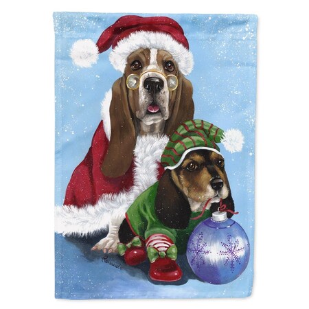 Carolines Treasures 28 x 0.01 x 40 in. Basset Hound Santa Christmas Canvas House Flag PPP3012CHF